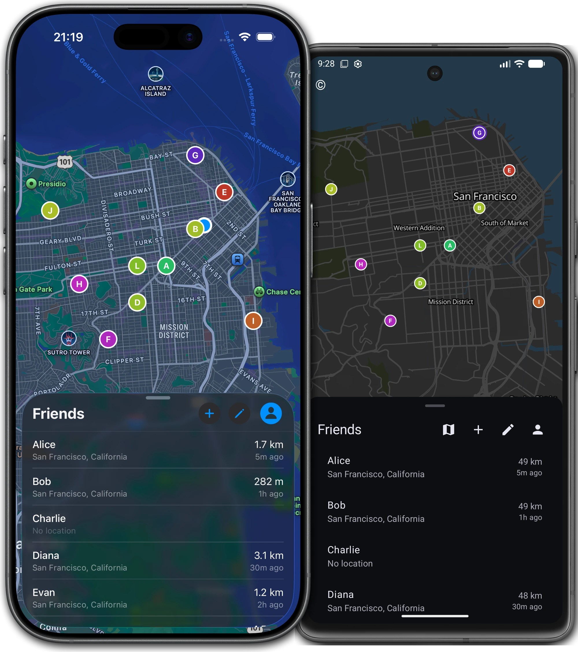 Coords app on iPhone and Android